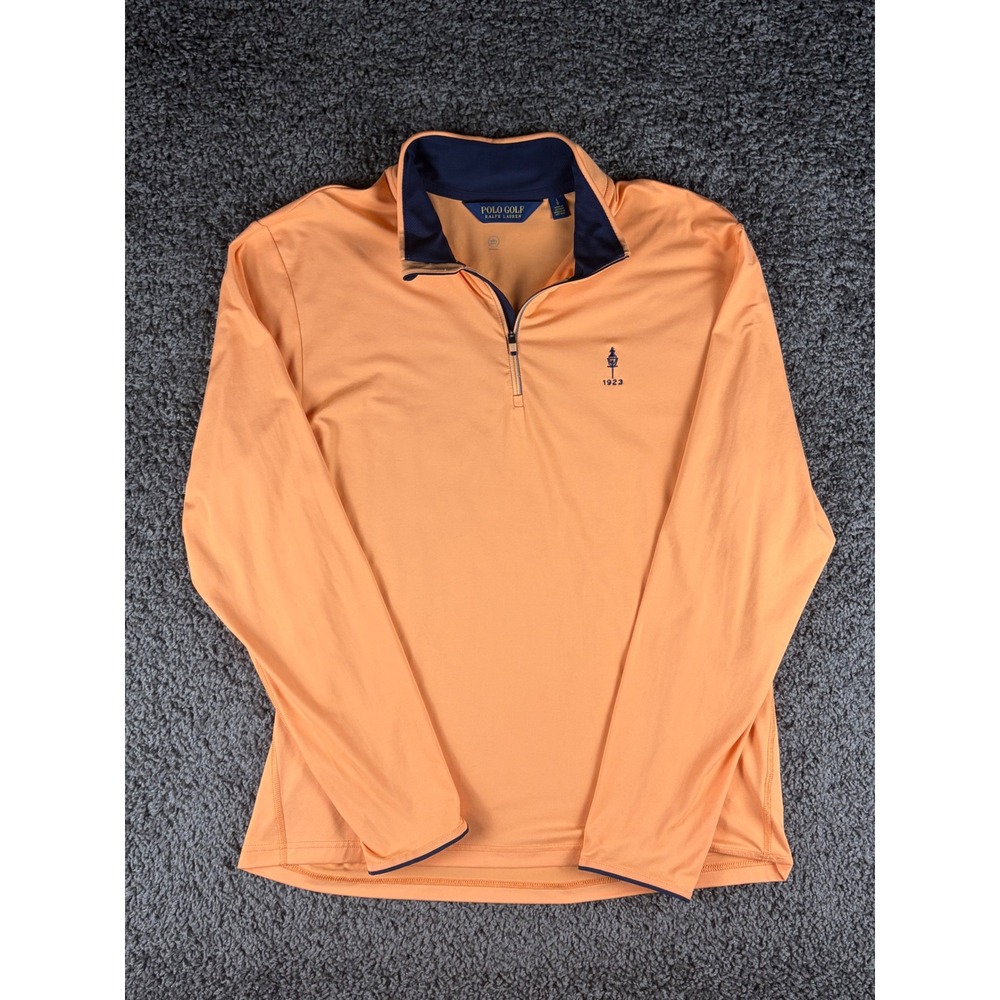 Polo Golf Ralph Lauren Mens Orange Quarter Zip Meridian Hills Golf Club Pullover